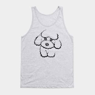 Monochrome Sketch of a Toy Poodle Tank Top